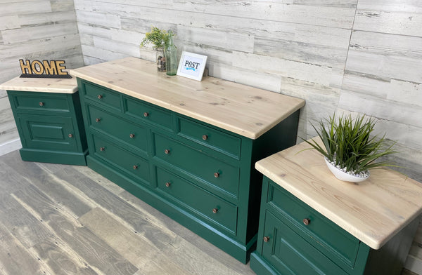 Dark Green Dresser & Nightstand Set