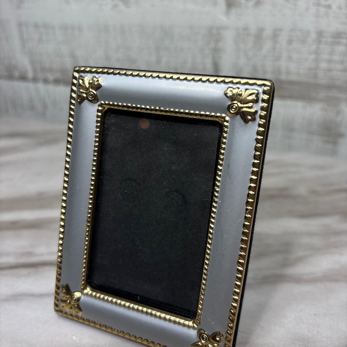 Small Silver Tone and Gold Accent Standing Picture Frame