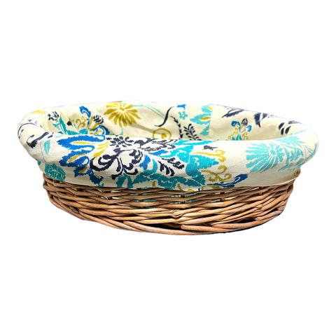 Wicker Lined Round Shallow Basket