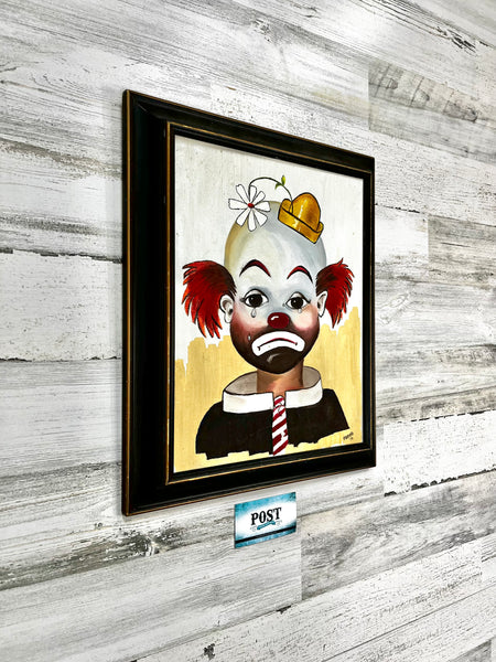 Vintage Original Canvas Clown Painting