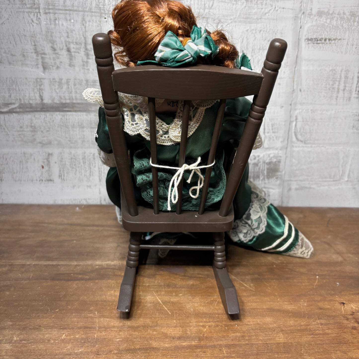 Vintage Paradise Galleries Victorian Porcelain Musical Doll On Rocking Chair