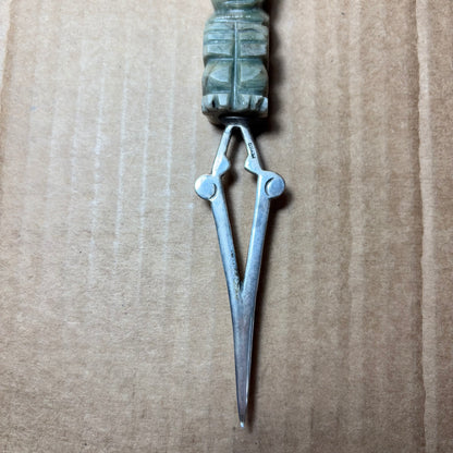 Vintage Onyx Carved Jade Letter Opener