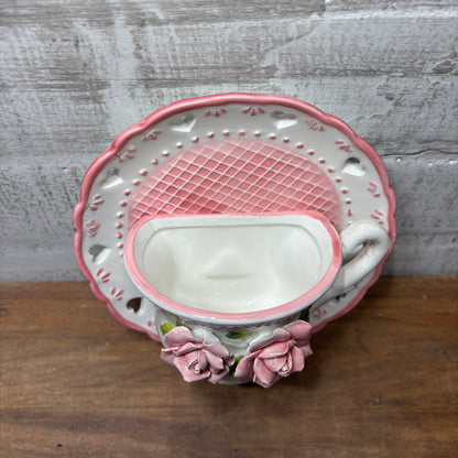 Blush Rose Teacup & Saucer Wall Decor