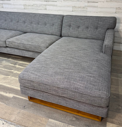 Mid Century Style Gray 2pc Sectional Couch