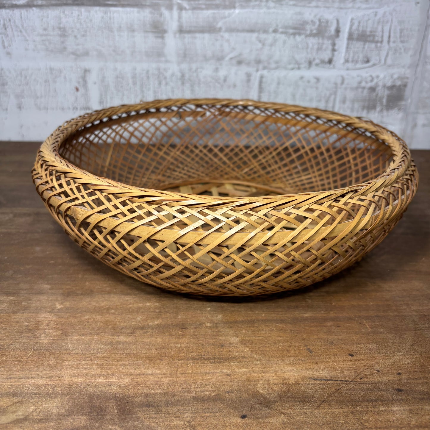 Vintage Hand Woven Bamboo Basket