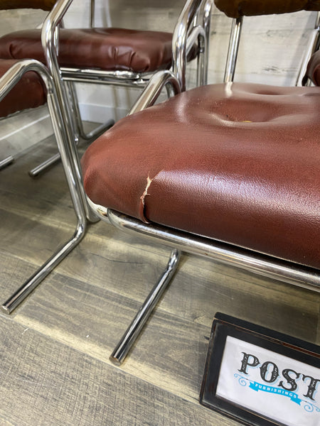 Vintage Mid Century Chrome & Vinyl Chairs Set Of 6