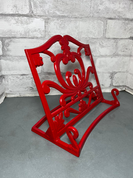 Red Enamel Cast Iron Cookbook Stand