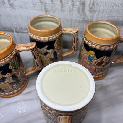 Vintage German-Style Ceramic Beer Steins-Japan