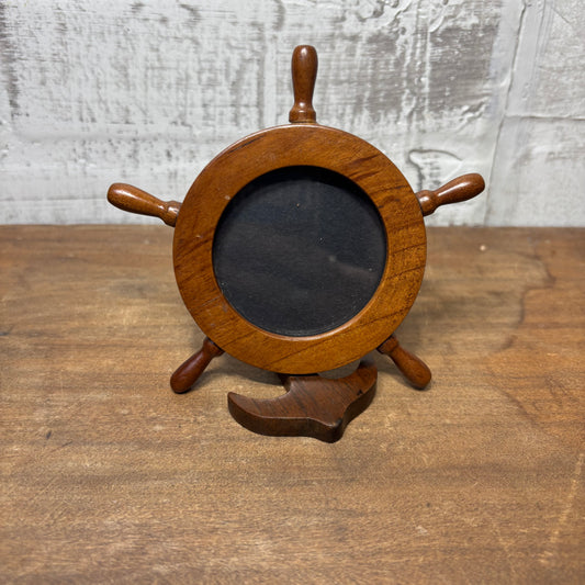Vintage Nautical Wooden Ship Steering Wheel Frame