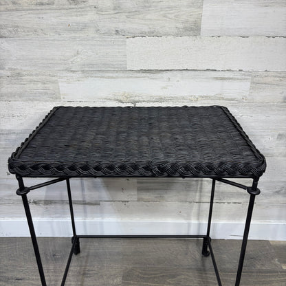Small Black Wicker End Table