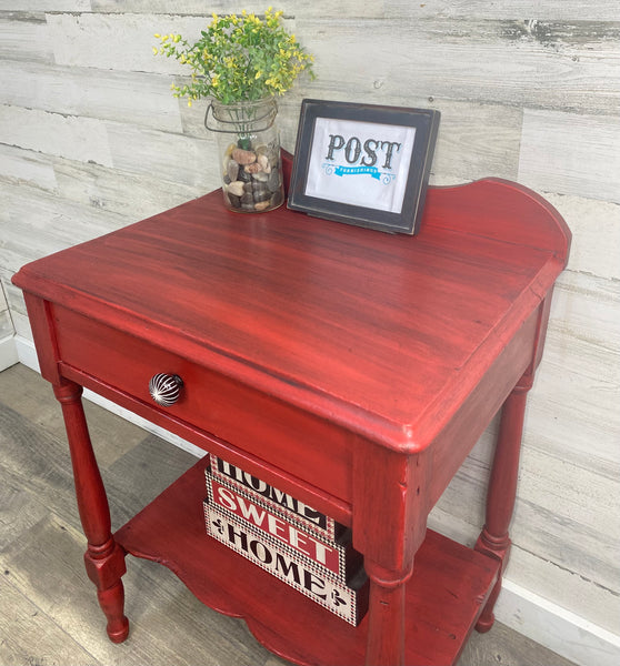 Rustic Red Side Table