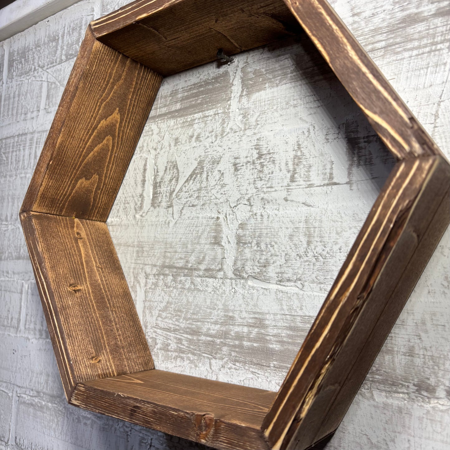 Rustic Hexagon Floating Shelf