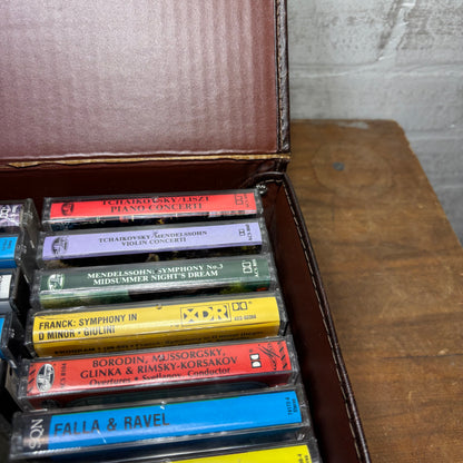 Vintage 24 Cassette Tape Faux Leather Carrying Case