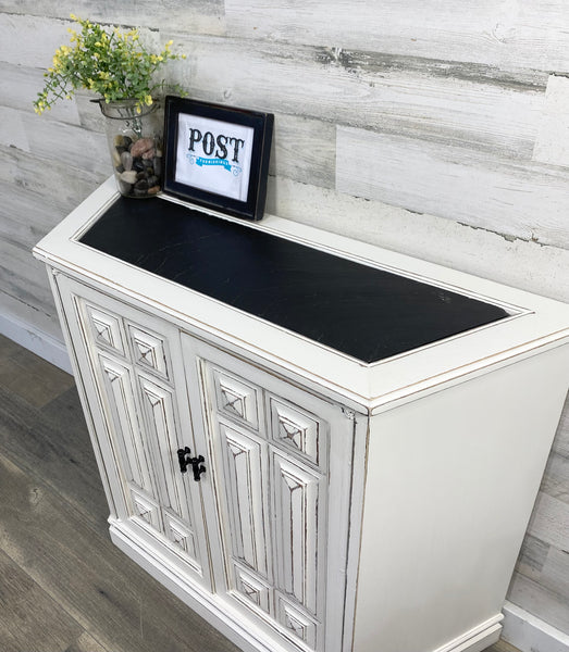 Entryway White Cabinet W/ Slate Top