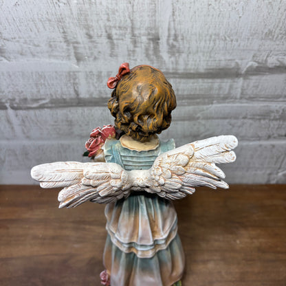 Decorative Angel Figurine W/ Bouquet Of Roses
