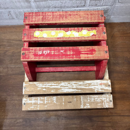 Vintage Wooden Folding Step Stool/ Chair