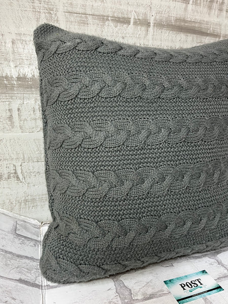 Gray Cable Knit Pillow