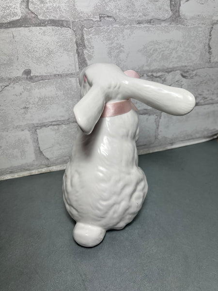 Pink Ribbon Ceramic Bunny