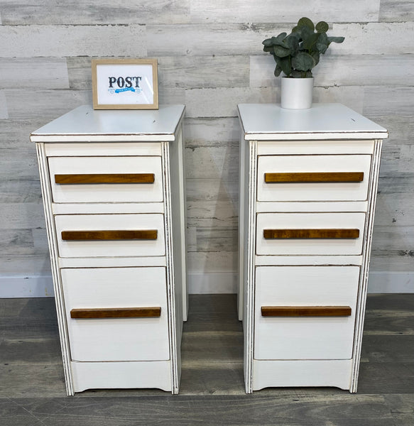 Tall Vintage White Nightstands Set Of 2