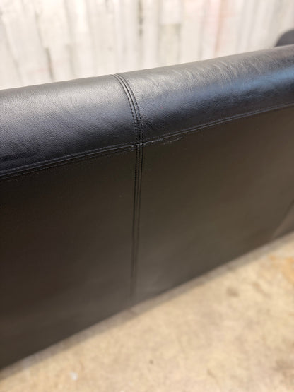 Black Faux Leather Modern Sofa
