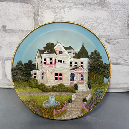 Victorian Cottage 3D Plate Illuminated Vintage