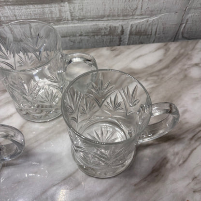 Vintage Paul Sebastian Clear Glass Mugs with Starburst Design