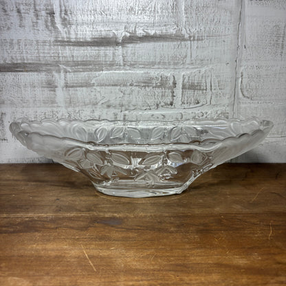 Vintage Scalloped Serving Bowl With Frosted Floral Design