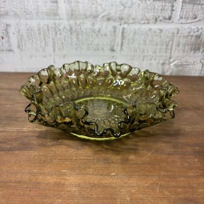 Vintage Fenton Colonial Green Thumbprint Bowl