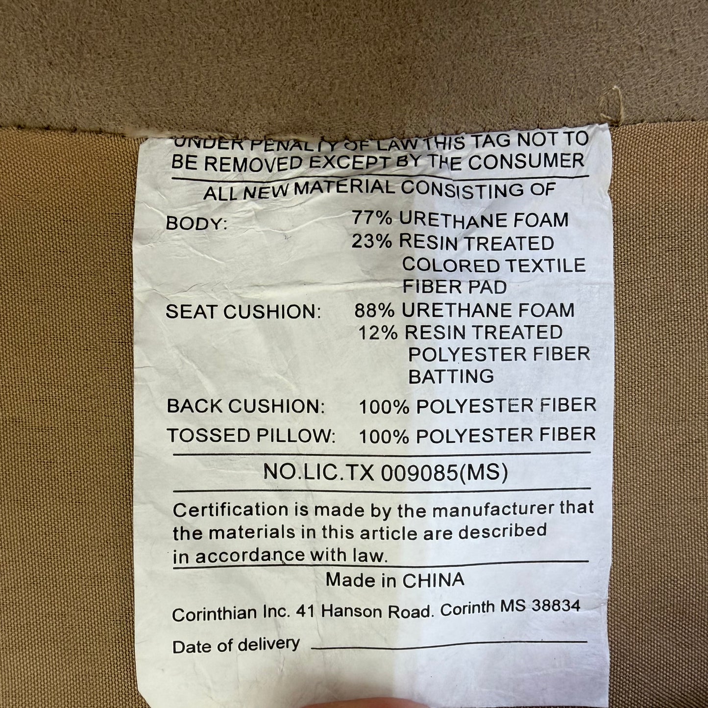 Beige Microsuede Sofa Couch