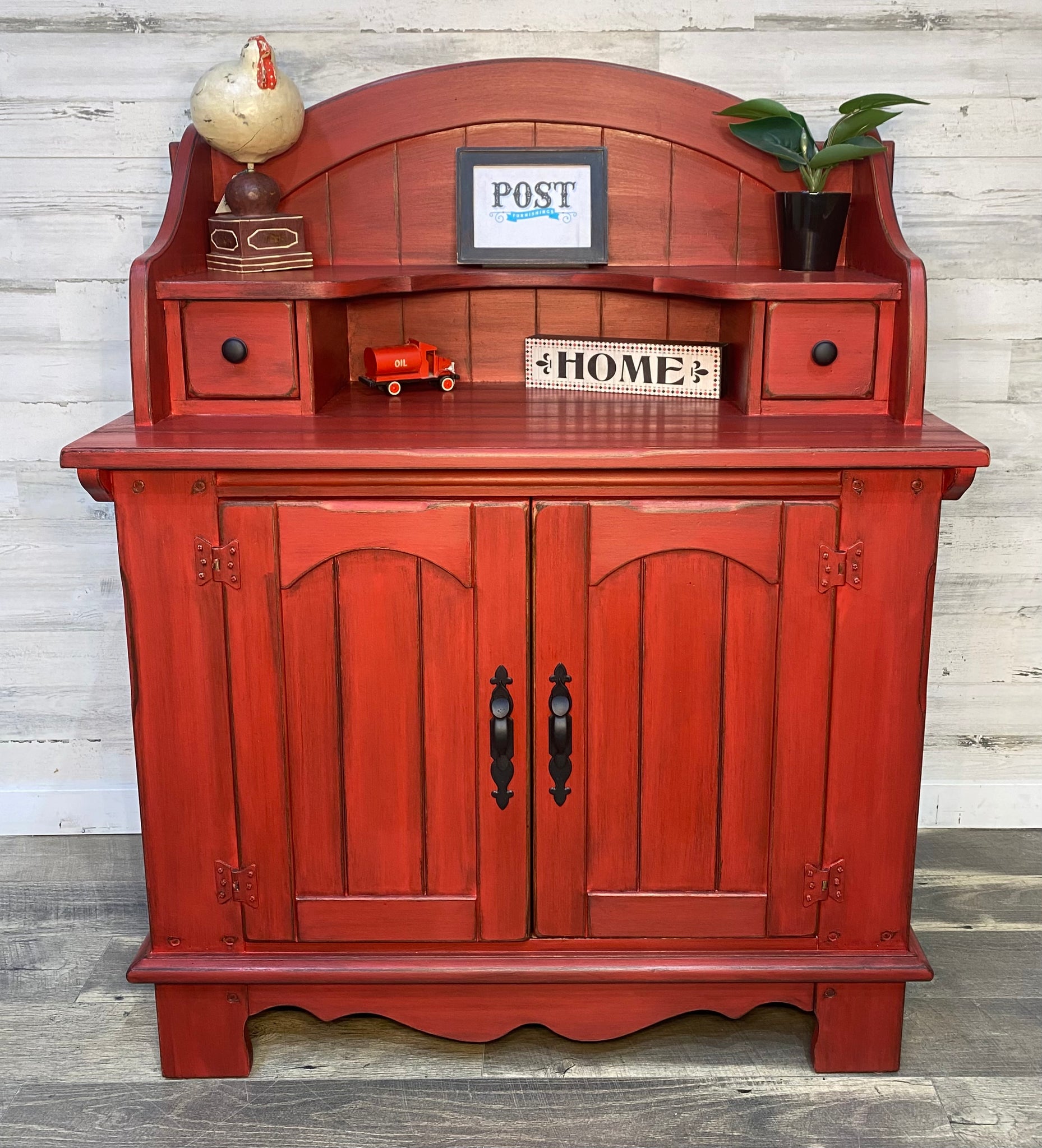 Rustic Barn Red Buffet Cabinet