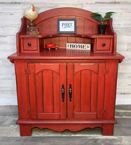 Rustic Barn Red Buffet Cabinet