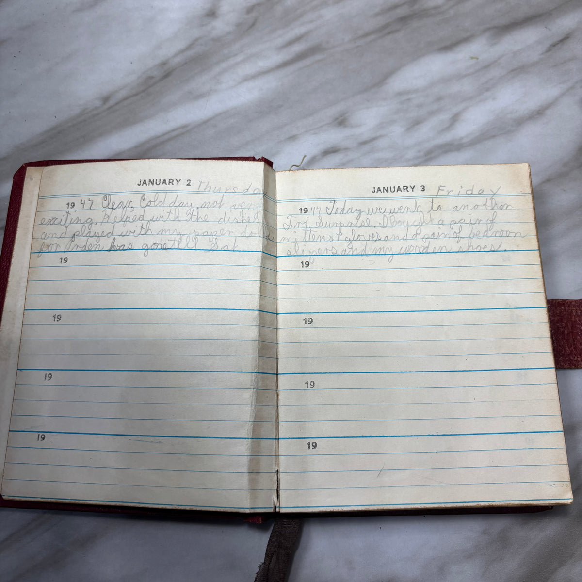 Vintage 1940s Red Five Year Diary