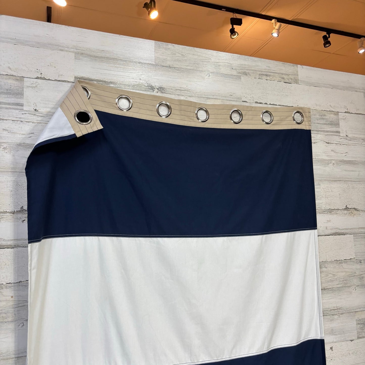 Pottery Barn Rugby Stripe Navy & White Curtain Set Of 4