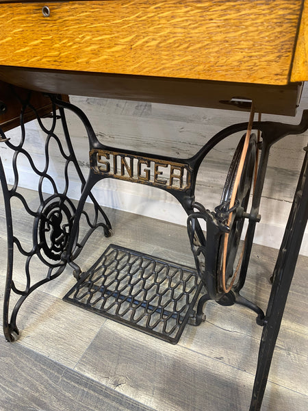Antique Singer Sewing Machine & Desk