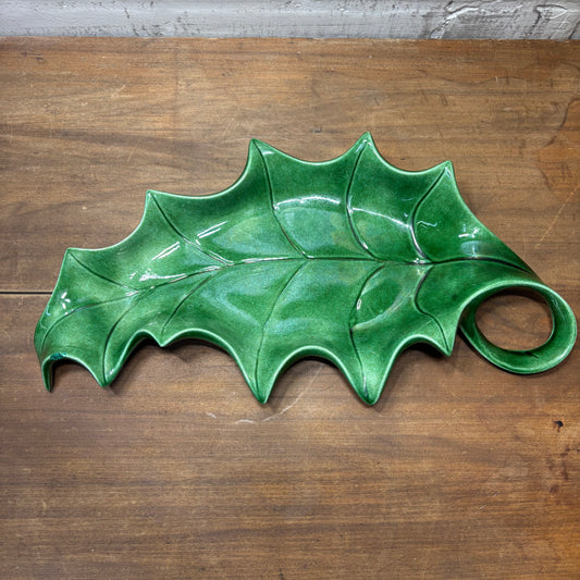 Vintage Holly Leaf Ceramic Candy Dish/ Tray
