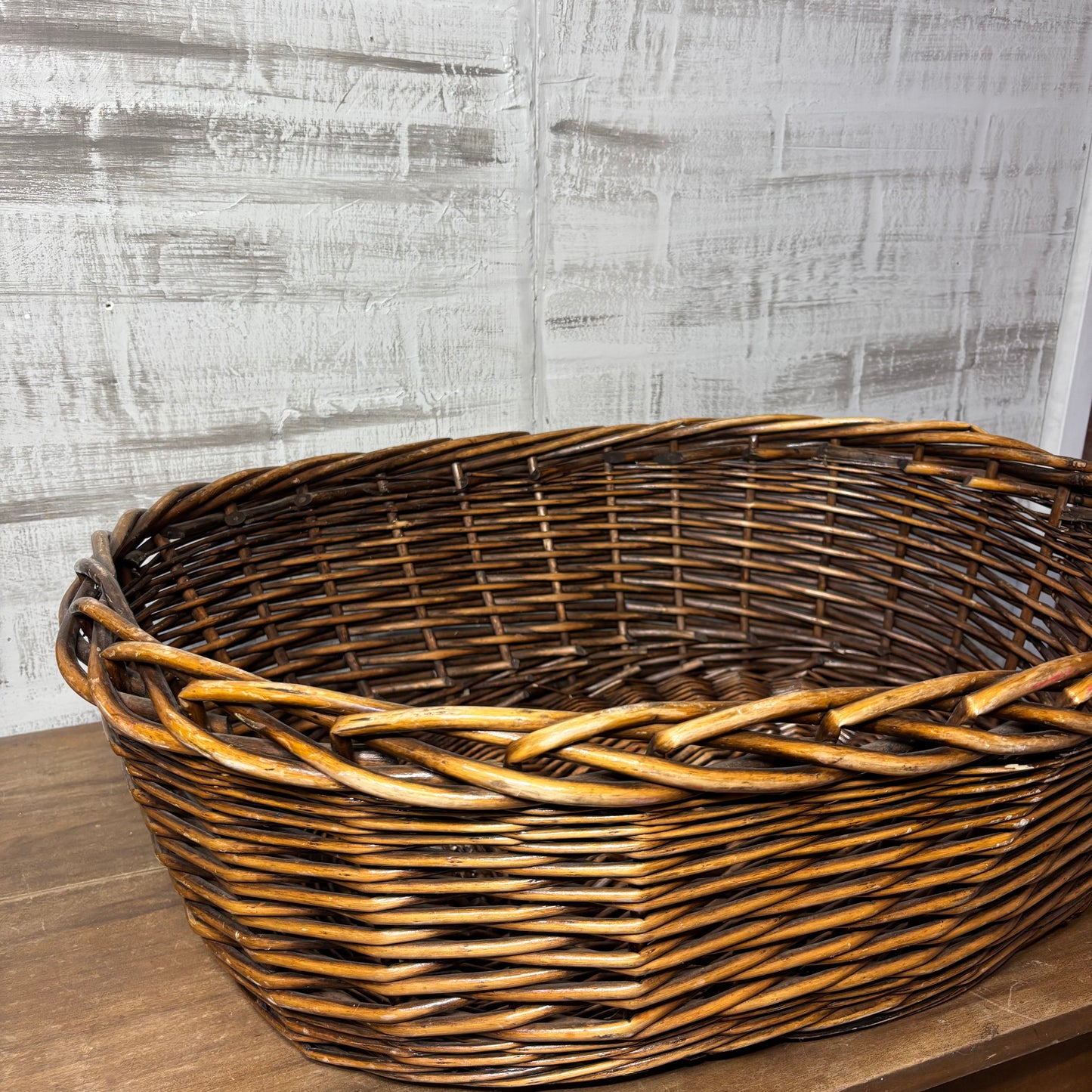 Dark Brown Oval Shaped Wicker Basket
