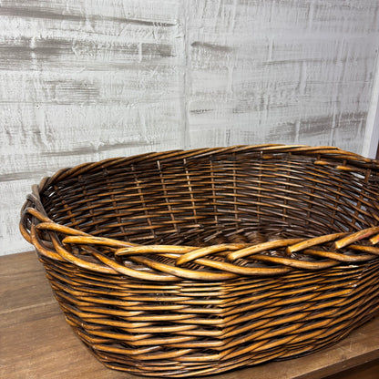Dark Brown Oval Shaped Wicker Basket