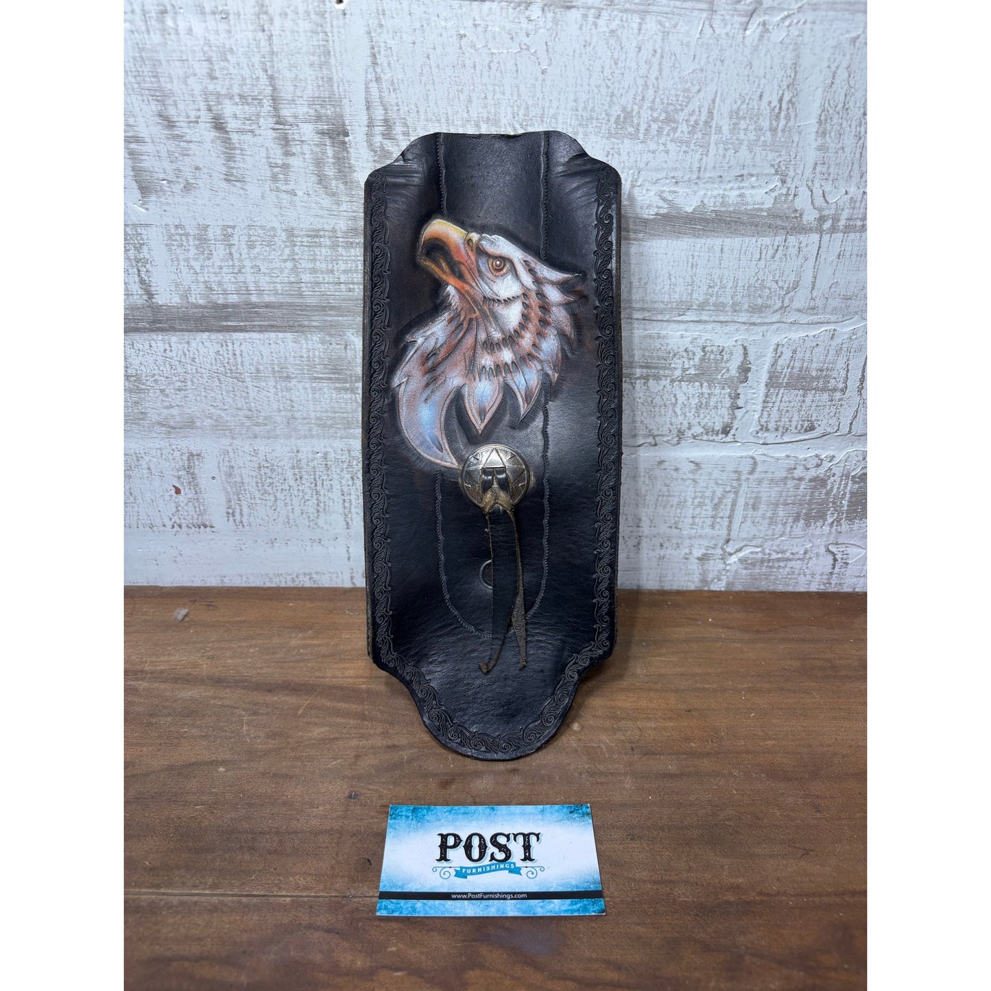 Motorcycle Fender Bib Handmade Leather w/ Eagle