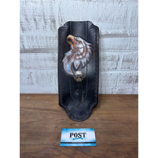 Motorcycle Fender Bib Handmade Leather w/ Eagle