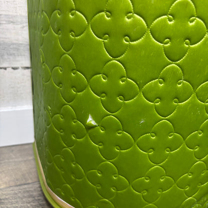 Vintage Green Vinyl Quilted Hamper