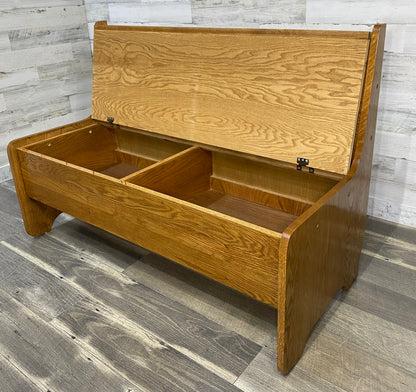 Oak Church Pew Storage Bench