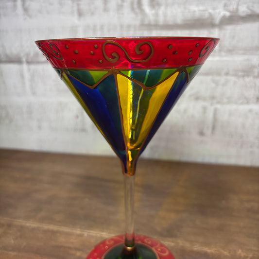 Vintage Hand Painted Martini Glass