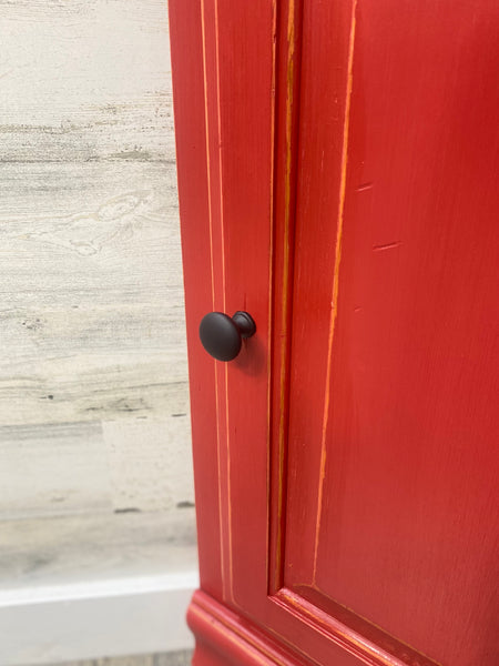 Farmhouse Red Corner Hutch Cabinet Shelf