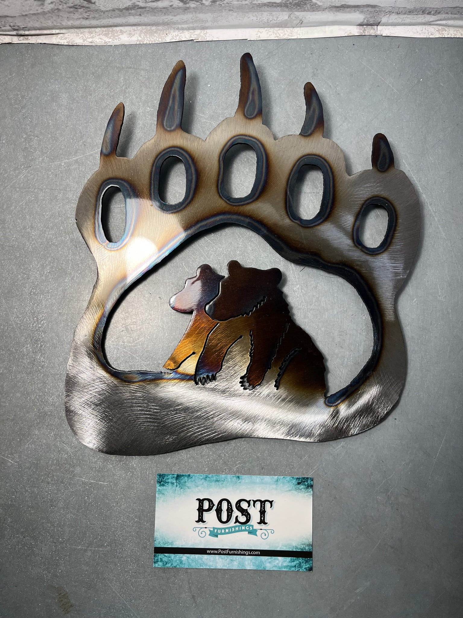 Metal Bear Claw With Baby Cubs Wall Decor