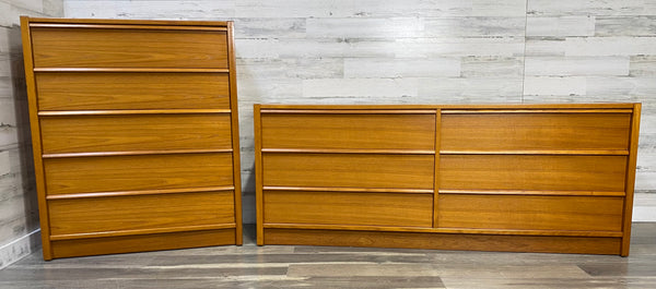Danish Teak 2pc Dresser Set Jasper