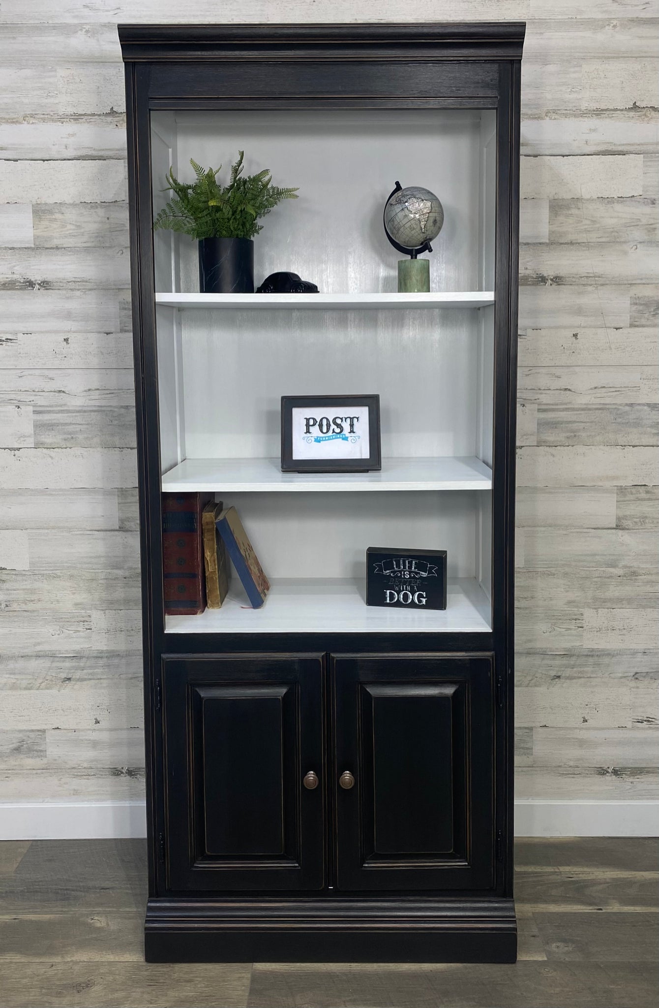 Black Bookshelf Cabinet