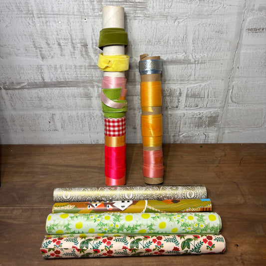 Vintage Wrapping Paper & Ribbon Bundle
