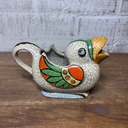 Vintage Crackle Songbird Creamer Pitcher