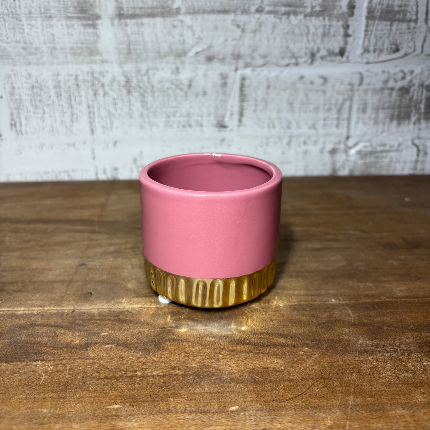 Small Pink & Gold Ceramic Pot