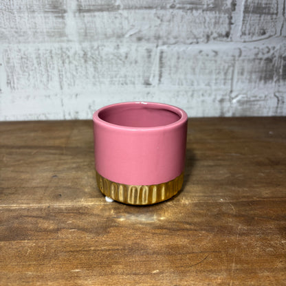 Small Pink & Gold Ceramic Pot